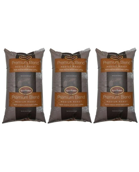 Farmer Brothers Medium Roast 100% Arabica Bean (3 Bags/5 Lbs Ea.) 3 Farmer Brothers Medium Roast 100% Arabica Bean (3 Bags/5 Lbs Ea.)