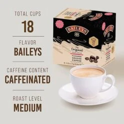 Baileys Bailey's, The Original Irish Cream Flavored Coffee, 2/18 Single Serve Cups -Delicious Coffee baileys original irish cream flavored coffee single serve cups 2