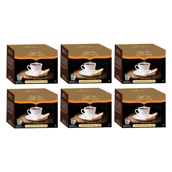 Caffe Noir Gourmet Coffee Almond Pound Cake, Single Serve Beverage Cups, 6 Box 12 Count Each