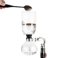 Yama Glass 5 Cup Tabletop Siphon Coffee Maker (Alcohol Burner) -Delicious Coffee ground pour 1