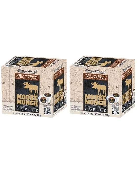Moose Munch Single Serve Coffee By Harry & David, Dark Chocolate Candy Caramel, 2/18 Count 3 Moose Munch Single Serve Coffee By Harry & David, Dark Chocolate Candy Caramel, 2/18 Count