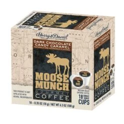 Moose Munch Northwest, Dark Chocolate Caramel, Milk Chocolate Caramel, MapleVanilla 4/18 Ct -Delicious Coffee moosemunchdarkchococaramel 2