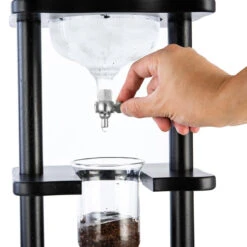 Yama 6-8 Cup Cold Drip Maker Straight Black Wood Frame (32oz) -Delicious Coffee set drip