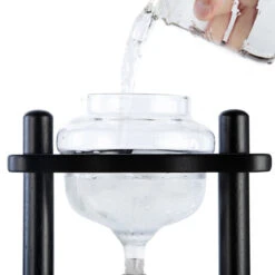 Yama 6-8 Cup Cold Drip Maker Straight Black Wood Frame (32oz) -Delicious Coffee water pour